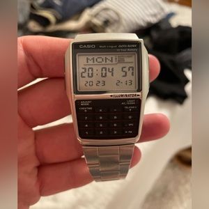 Casio Multi Lingual Data Bank 44mm Stainless Steel Case and Band Watch w/ Links